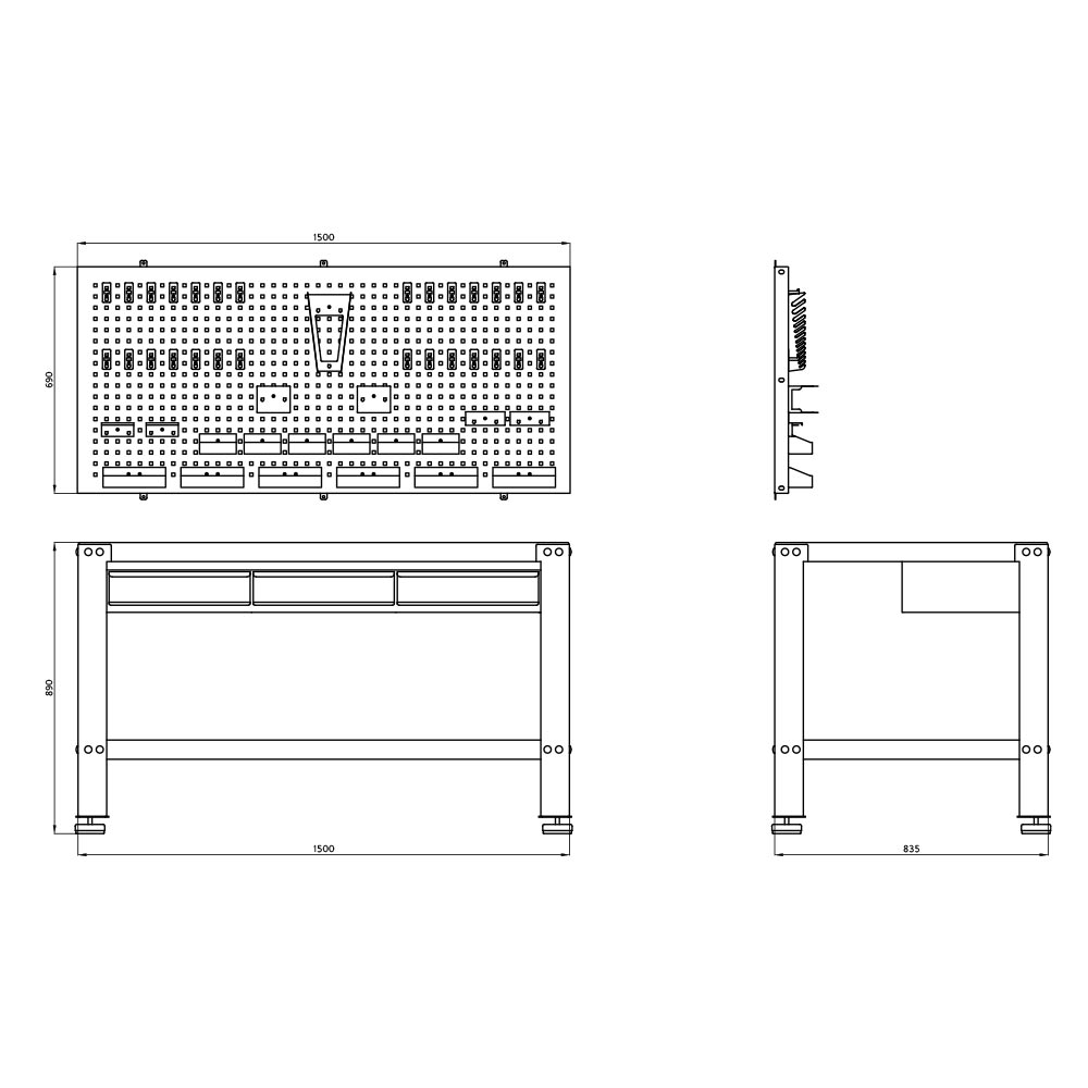 میز کار صنعتی تاراکس | TX-WBN3002 با تابلوی ابزار